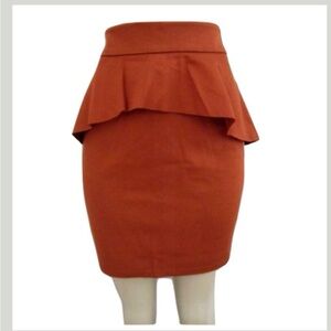 INC International Concepts Rust Peplum Pencil Skirt